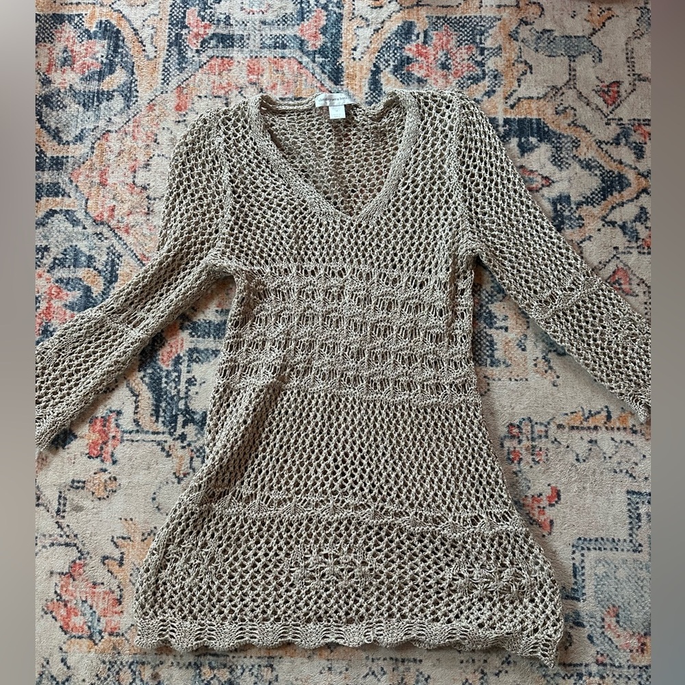 Christopher Banks Vintage Dress Crochet
Beige Knit Sweater Dress